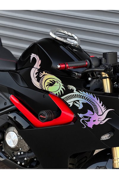 Banxtre RKS SRK 125 için Kırmızı Renk Tam Uyumlu Ejder Sticker (Sağ Taraf)