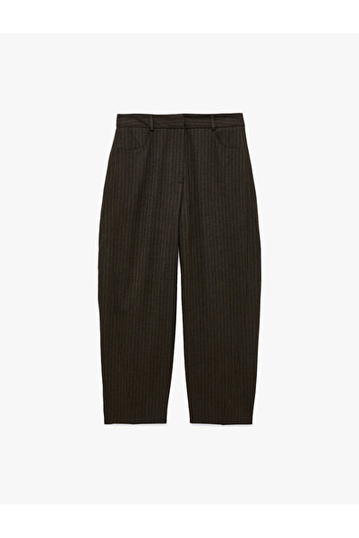 Koton Pocketed Loose Fit Striped Barrel Pants