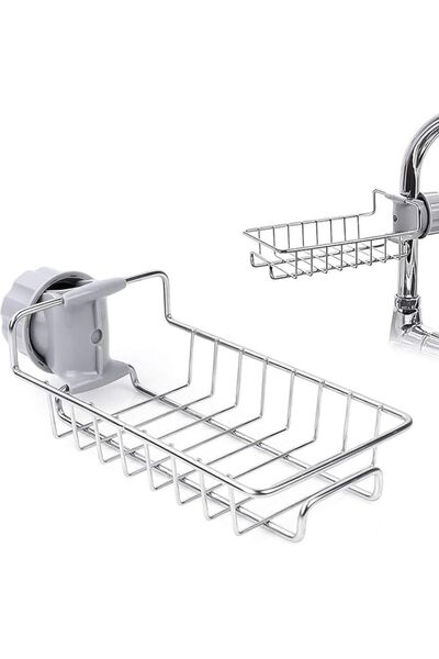 Tazweeq Stainless Steel Faucet Hanging Sink Caddy, Drainer Sponge Holder with...