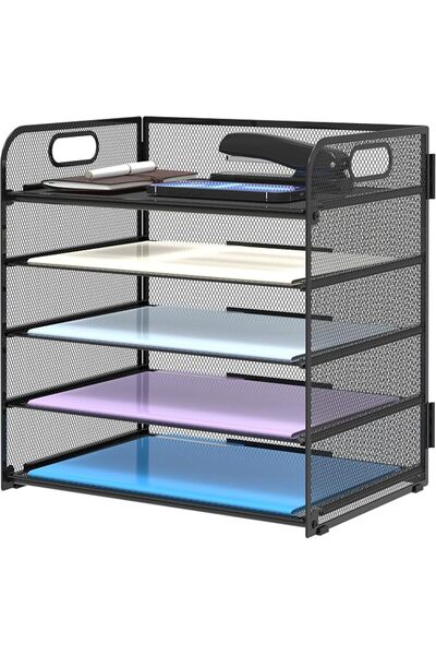 GENERAL Supeasy 5 Trays Paper Organizer Letter Tray with Handle-Mesh Desk Fil...