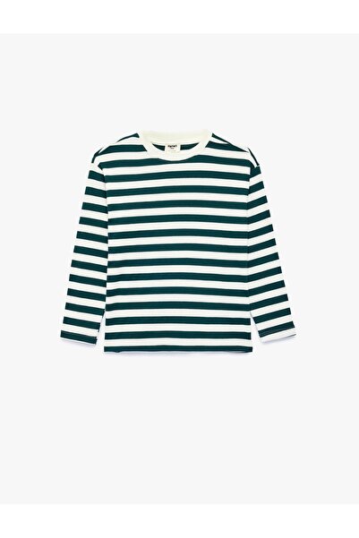 Koton Ribbed Crew Neck Long Sleeve Striped T-Shirt