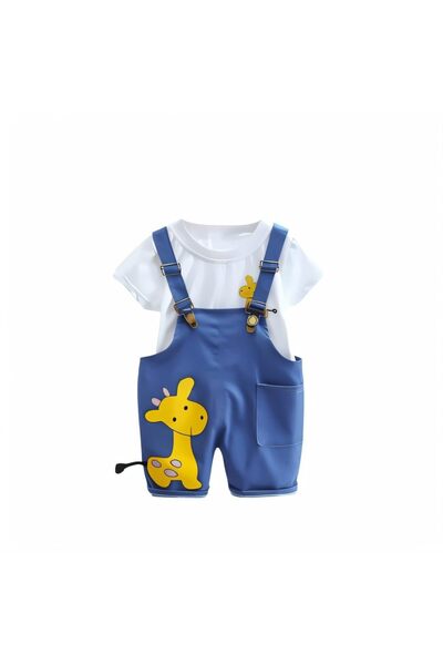 MINIMEAccessories Kids’ Summer Overall Two‑Piece Set | M Size | Blue & White ...