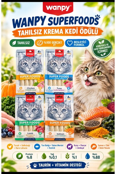 Wanpy Süper Premium Tahılsız Kedi Ödül Krema Maması Seti