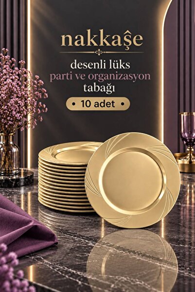 nakkaşé 20'li Beyaz Gold LÜX SERT PLASTİK Parti Doğum Günü Sunum Davet Nişan ...