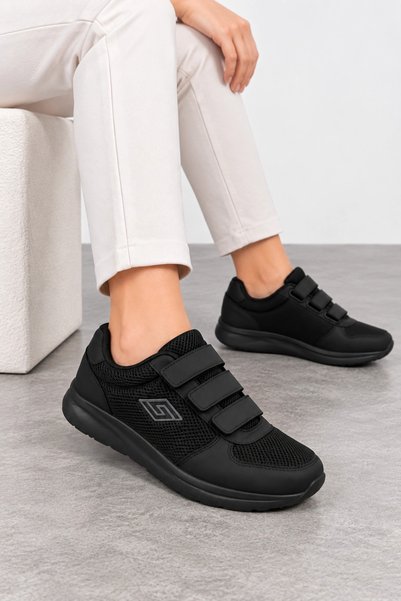 HT HOTİN Vega Women's Velcro Casual Sports Shoes - Black