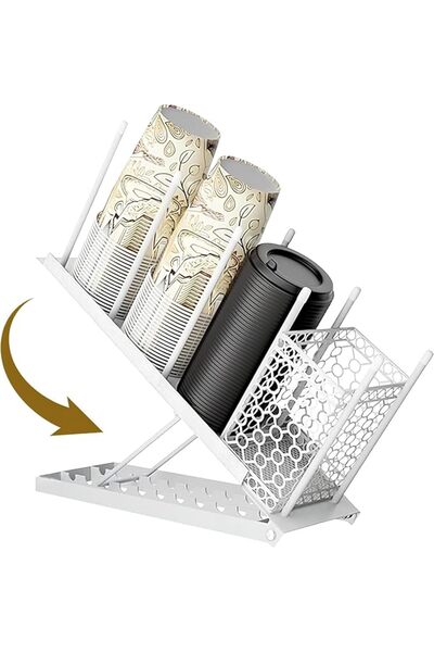 XICEN Cup and Lid Holder - Adjustable 4 Compartment Organizer With Coffee Pod...