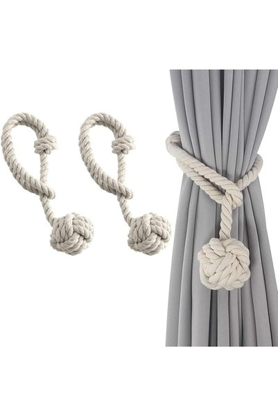 ALMEKAQUZ 2PCS Handmade Woven Curtain Tiebacks,Handmade Natural Cotton Curtai...