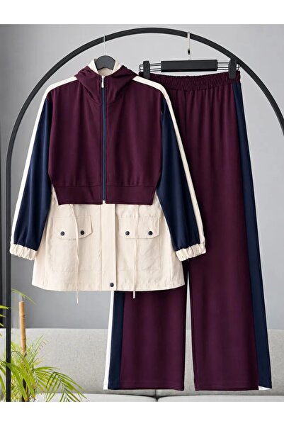 Burcia Plum Navy Blue Double Set