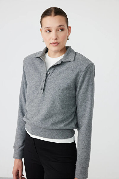 FACETTE Aden Vatkalı Polo Yaka Basic Gri