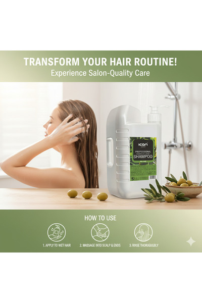 Ican London Olive Oil & Aloe Vera Shampoo 5 Litre – Moisturising & Nourishing Shampoo for Dry & Damaged Hair