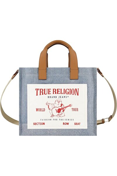 True Religion حقيبة يد نسائية، حقيبة كتف متوسطة الحجم من الدنيم للسفر مع حزام...