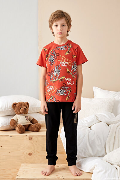 REMSA Boy's Short Sleeve Combed Cotton Pajama Set 3973 Orange