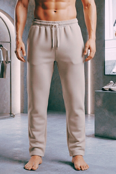KOZZ STYLE Ανδρικό μπεζ παντελόνι φόρμας με 3 κλωστές, 100% βαμβακερό, χοντρό...