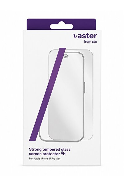 VASTER FROM STC واقي شاشة من الزجاج المقوى القوي لهاتف آيفون 17 برو ماكس