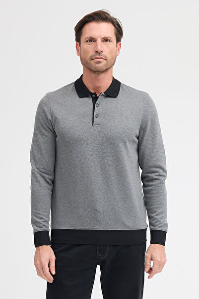 ENQUE Men's Polo Neck Long Sleeve Sweatshirt