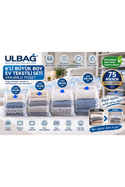 ÜLBAG مجموعة من 6 أكياس كبيرة الحجم للملابس المنزلية مفرغة من الهواء