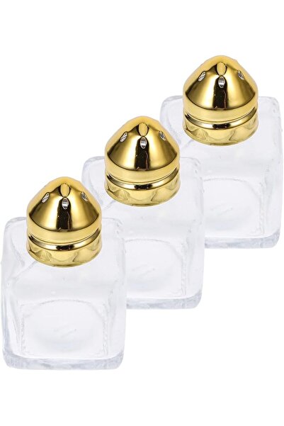 Baluue 3pcs Glass Salt Shaker With Lid Compact Square Spice Bottles For Kitch...