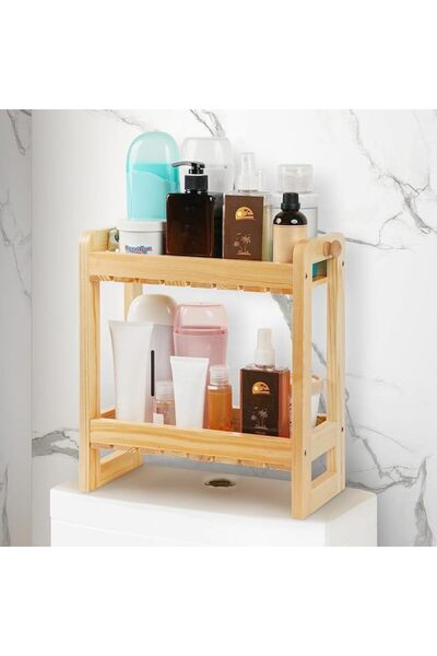 ALMEKAQUZ Over-The-Toilet Storage Shelf Organizer, 2-Tier Bamboo Bathroom Cou...
