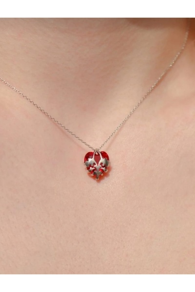 Lunarie Red Heart Necklace with Ivy Detail – Tarnish-Resistant Steel Vintage ...