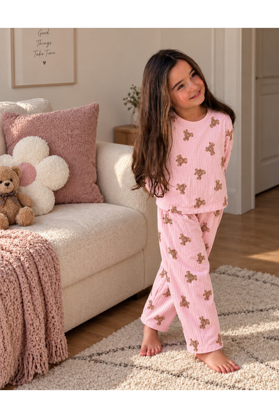 ÖZ PAMUK Children's Patterned Pajama Set – Long Sleeve Soft Comfortable Top a...