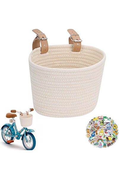 TERRIFI Kids Bike Basket Woven Cotton Rope, Front Handlebar Storage for Bicyc...