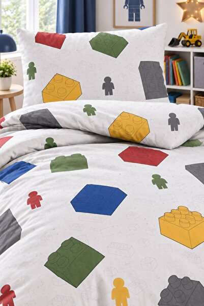 Eponj Home Junior Nevresim Seti Tek Kişilik Lego Lacivert