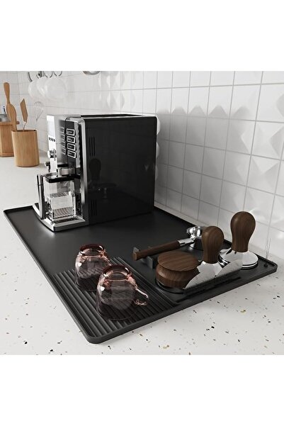 Generic Premium Silicone Coffee Bar Mat, Black, 60x40cm, Heat Resistant Count...