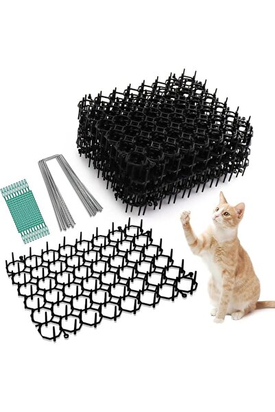 ALMEKAQUZ 12 Pack 8 x 6 Inch Cat Fecal Mat Sets (Include 12 Spikes & 20 Strap...