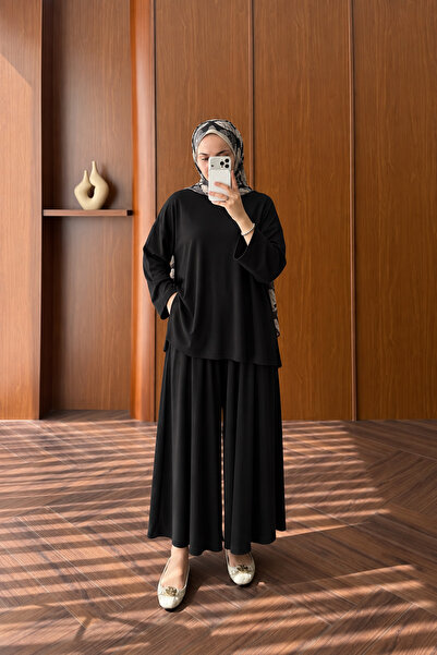 Foremia Slit Detail Trouser Suit - Black