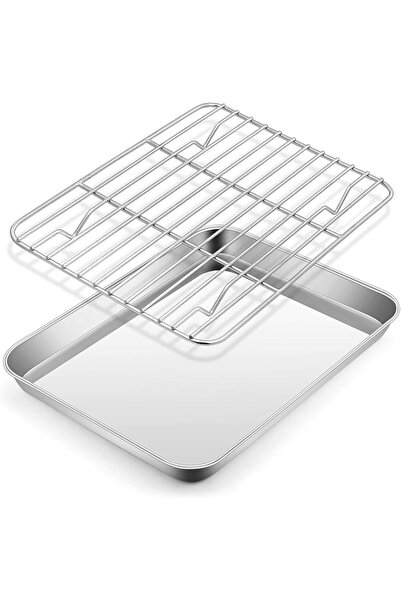 GENERAL E-far Small Baking Sheet with Wire Rack, Stainless Steel Cookie Sheet...