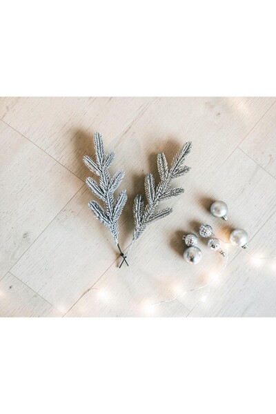 ChristmasExpress Crenguta brad alb ninsa pentru aranjamente Craciun (20buc)