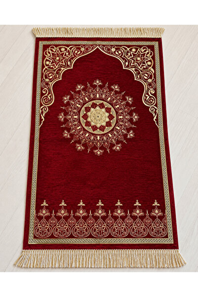 Bilenler Velvet Lined Prayer Rug with Mihrap Star Pattern 70X115 cm Soft Text...