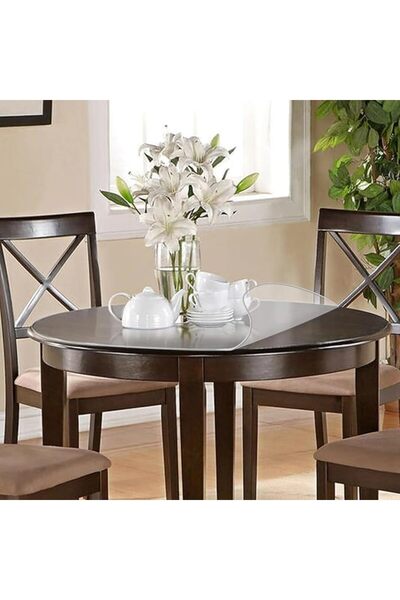 Tazweeq Round Clear Table Protector, Water Oil Resistant Non Slip PVC for Din...