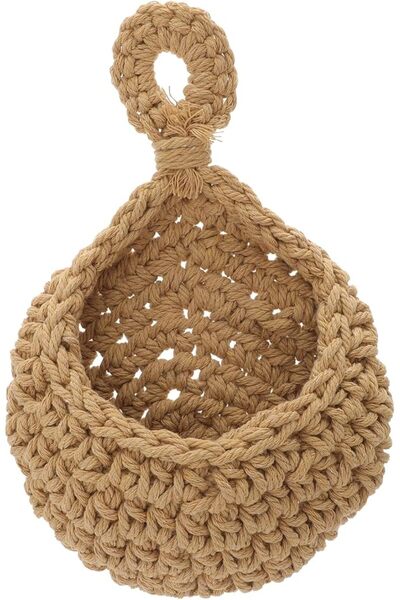 PRETYZOOM Handwoven Cotton Rope Wall Basket Hanging Vegetable Storage Organiz...