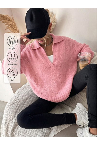 AÇELYA TEKSTİL The Sweetest Thing of the New Season Polo Collar Women's Knitw...