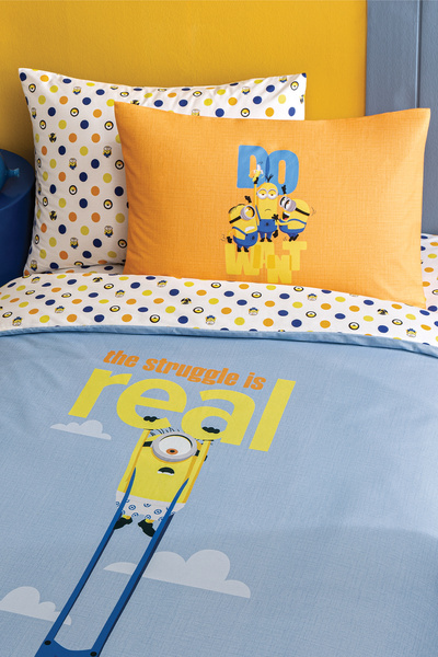 Puffy Minions Do Want 100% Cotton Single Licensed Duvet Cover Set - Indigo