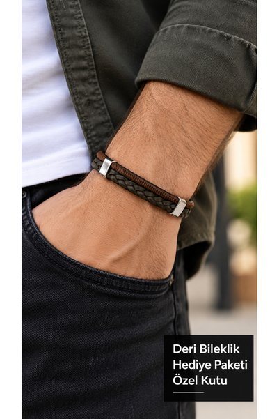 HER ŞEY NOTA www.herseynota.com Bernavio Earthbraid Dark Brown Leather Men's ...