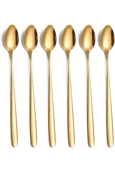 GENERAL Long Handle Iced Tea Spoon,7.8-Inch Gold Coffee Spoon,Ice Cream Spoon...