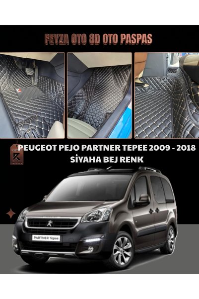 FEYZA OTO PEUGEOT PEJO PARTNER SERİSİ 2009 - 2018 ARASI 8D PREMİUM KAYMAZ TAB...