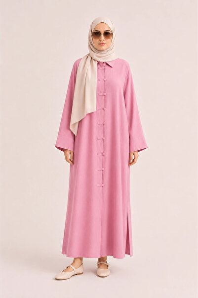 nazzain Shirt Collar Button Detailed Long Dress