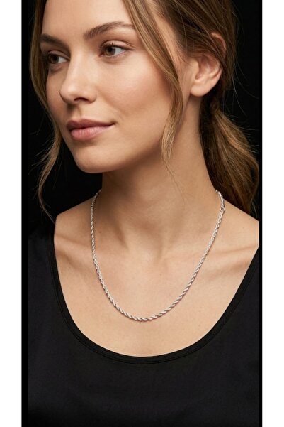 Lunarie Burgu Chain Necklace – Silver Color Tarnish-Resistant Steel Rope Mode...