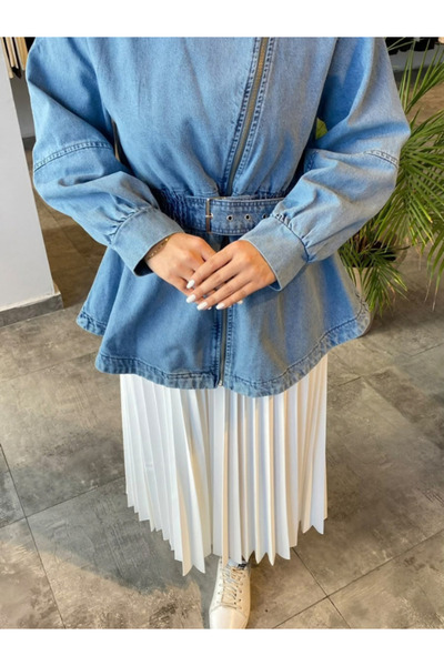 My Magazin Jachetă de damă standard din denim cu fermoar 7306