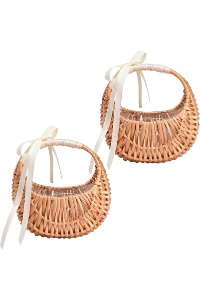 GENERAL Small Half Moon Wicker Baskets, 2 PCS Rattan Flower Girl Baskets with...