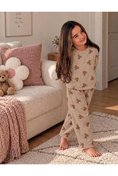 ÖZ PAMUK Children's Patterned Pajama Set – Long Sleeve Soft Comfortable Top a...