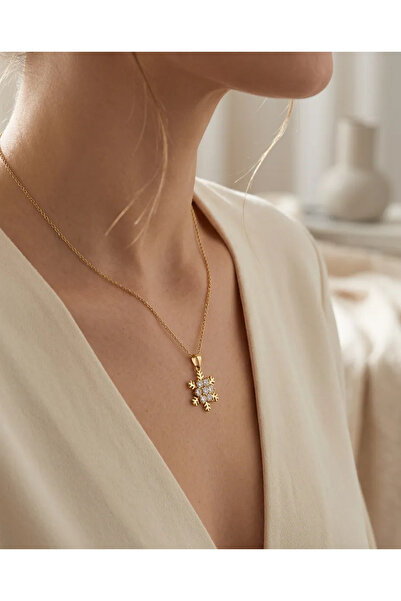 Dorvina 316L Steel Gold Yellow Zircon Stone Snowflake Model Women's Necklace ...