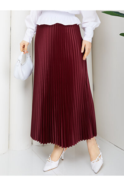 modapark.ist Women's Leather-Look Pleated Skirt