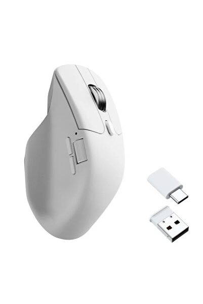 M6 Yükseltme Kablosuz Bluetooth/2.4 GHz/Kablolu Optik Fare, 1000 Hz Hafif Programlanabilir PixArt 3311 Sensör 26K DPI/ 650 IPS Windows Mac Linux için (Beyaz)