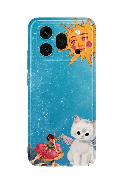 FLAMENKO حافظة هاتف شفافة متوافقة مع Honor 600 Pro بنمط Sunny Fairy وAngel Cat