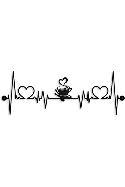 Tazweeq Coffee Cup Wall Decor, Coffees Heartbeat Decal Vinyl Sticker, Iron Me...