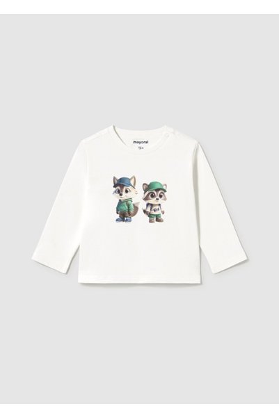MAYORAL Baby Boy Long Sleeve White Tshirt